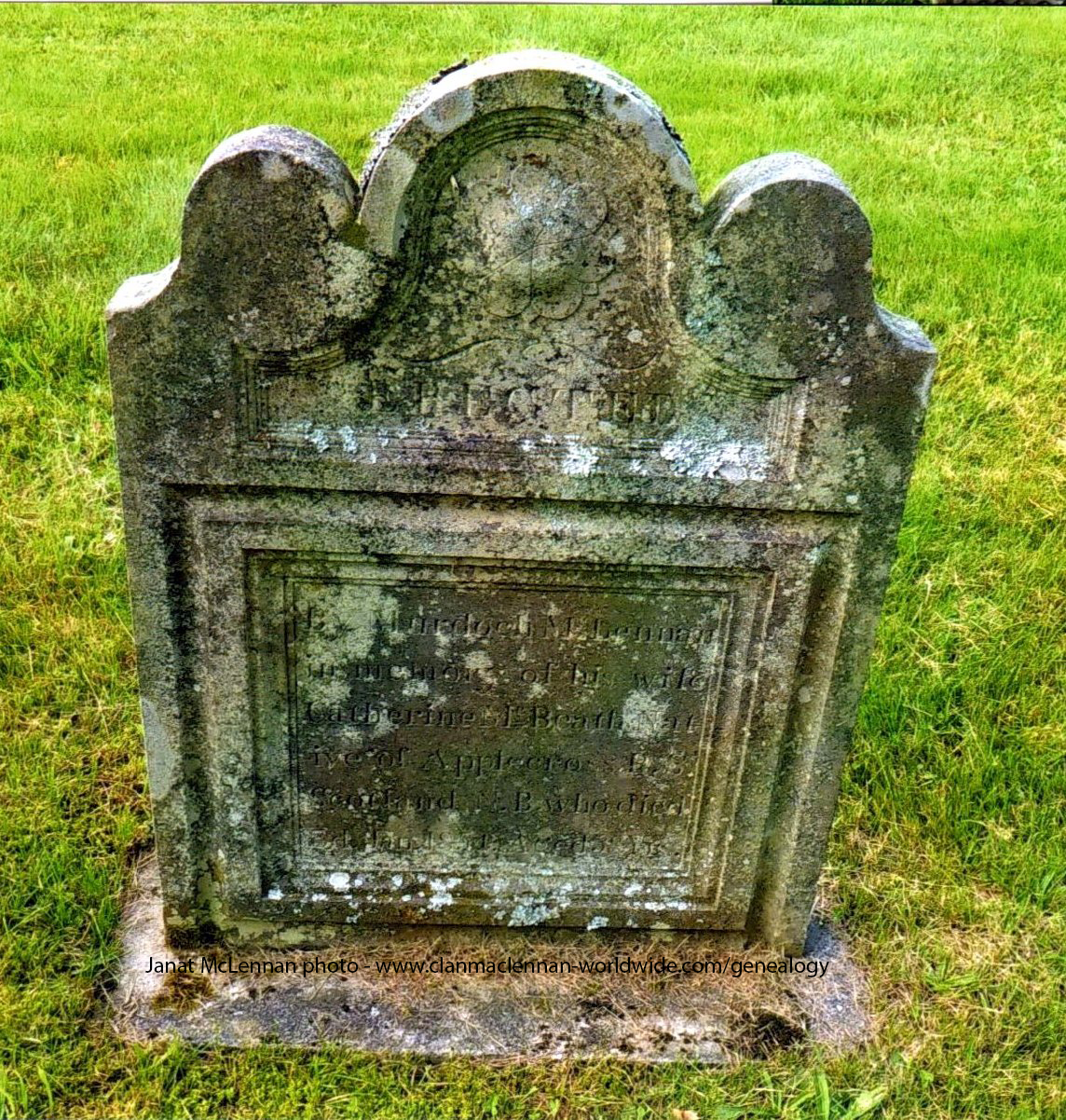 Photo of headstones/Catherine McBeath d1854 middle river cem NS_wider